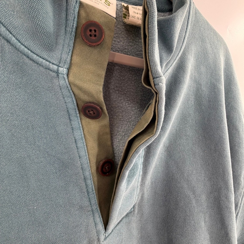 Orvis Gorpcore Grandad Pullover Sweatshirt Mens XXL Blue Quilted Elbow Patch - Picture 8 of 14
